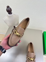 Sepatu Loafer Wanita Kulit Asli Desain Cat-Heel, Model One-Touch, Tren Fashion