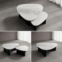Table basse en marbre blanc Statuario - Prix |   Tables gigognes modernes de luxe en forme de galet pour la décoration du salon de villa