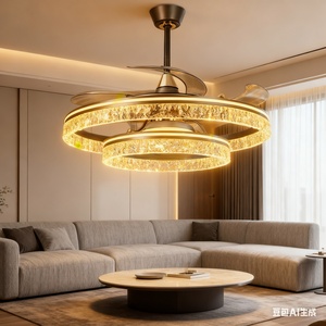 Lámpara de Techo con Ventilador de Cristal, 200W LED, Control Remoto, 4 Aspas, Decoración Moderna para Dormitorio y Comedor - Product Image 2