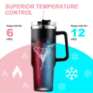 Vaso de acero inoxidable aislado de doble pared de 40oz al por mayor con pajita y mango - Product Image 6