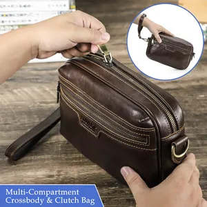 Contact's Wholesale Mens Genuine Leather Crossbody Shoulder Bag Messenger Clutch Hand Bag For Men IPad 8.3'' Ipad