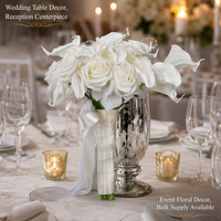 Eleganter Elfenbeinfarbener Künstlicher Rosen- und Calla-Lilien-Tropfenstrauß mit Spitze und Satinband für Hochzeitszeremonie, Foto-Requisiten und Hochzeitsdekoration