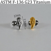 Piercing dermique en titane F136 G23, motif Aile d'ange, à filetage interne, pour os du cou, cadeau de mariage