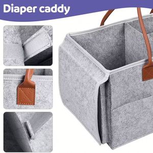 Custom LOGO Foldable Large Capacity Felt Diaper Bag <b>Storage</b> <b>Basket</b> Felt Mommy Nappy Caddy Organizer Tote Bag - Product Image 3