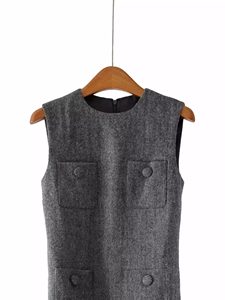 S~P 2026 Nuovo Abito Primaverile in Lana di Pecora <span class=keywords><strong>Grigio</strong></span> Misto con Motivo a Spina di Pesce Profumato e Cintura - Product Image 4