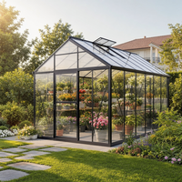 Serre de jardin extérieure en alliage d'aluminium avec structure robuste et panneaux en polycarbonate, résistante aux intempéries, véranda accessible, maison de jardin