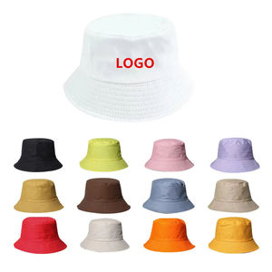 Custom Logo Sun <b>Summer</b> Beach Adult Cotton Plain Black Man <b>Woman</b> Flat Brim Fisherman Bucket <b>Hat</b> Multiple Colors - Product Image 5
