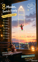Guirlande lumineuse LED de Noël en gros, Père Noël grimpant sur une échelle, décoration murale ou de fenêtre, 8 modes, ornement de Noël pour intérieur et extérieur