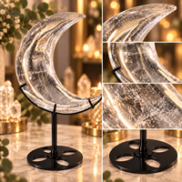 Décoration en cristal de quartz clair en forme de croissant de lune de 15,5 cm, pierre de guérison, ornement de lune, décoration de bureau, cadeau