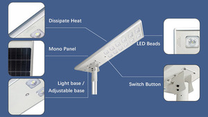 Wakatek Độ Sáng Cao 100W Mono A + Năng Lượng Mặt Trời Bảng Điều Khiển 100W Tất Cả Trong Một LED Năng Lượng Mặt Trời Ánh Sáng Đường Phố - Product Image 6