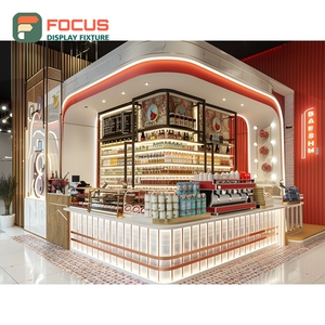 Vitrina expositora de café independiente con acabado negro mate, área de exhibición de accesorios, vitrina para cafetería - Product Image 5