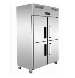 Stainless Steel 4 doors kitchen refrigerator easy to clean Improve work efficiency School and factory canteen chest freezers