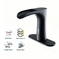 Robinet de lavabo à capteur infrarouge en laiton avec cartouche céramique, automatique et sans contact, à poser sur le plan, design moderne pour salle de bain