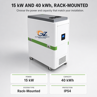 Système de stockage d'énergie solaire commercial tout-en-un monté en rack, onduleur-batterie 15KW 40KWh LiFePO4 hybride hors réseau, 8500 cycles
