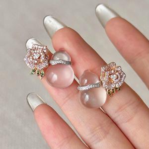 S925 Pure Silver <b>Fine</b> <b>Jewelry</b> <b>Sets</b> Elegant French Temperament Rose Gourd Necklace Earrings Natural Water Foam Gentle High-End - Product Image 2