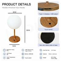 Lampe de chevet LED rechargeable avec gradation progressive, base en alliage d'aluminium, veilleuse avec port de charge USB pour téléphone portable