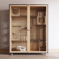 Maison pour chat carrée JIUZE de luxe, moderne, en bois massif, écologique, personnalisable, avec ouverture à poussoir, pour intérieur, toutes saisons, sans assemblage