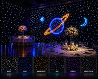 Rideau lumineux LED RVB en forme d'étoiles scintillantes, personnalisable, avec télécommande, pour toile de fond de photomaton, draperie de scène DMX