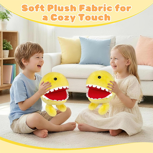 Juguete de Peluche Fantasma Redondo Amarillo, Divertida Figura de Peluche con Grandes Dientes Blancos y Ojos Negros para Niños, Regalos, Decoración del Hogar - Product Image 4