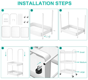 Carrello Portaoggetti in Metallo a 3 Ripiani, Scaffale di Alta Qualità per Organizzazione Domestica, <span class=keywords><strong>Porta</strong></span> <span class=keywords><strong>Spezie</strong></span> per <span class=keywords><strong>Cucina</strong></span> e Bagno - Product Image 4
