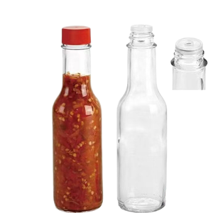 Botella de vidrio transparente de 150 ml (5 oz) para salsa picante, con gotero y tapa de rosca, vacía, estilo Woozy, ideal para salsa <span class=keywords><strong>Tabasco</strong></span> y chile. ¡Venta caliente! - Product Image 1