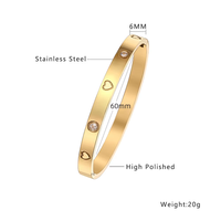 Bracelets tendance en acier inoxydable plaqué or 18 carats avec zircon, motif trèfle porte-bonheur et cœur, pour femmes, prix de gros abordable