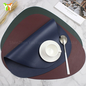 แผ่นรองจานหนัง PU สองด้าน รูปทรงไม่สม่ำเสมอ ซักล้างได้ ทนความร้อน กันลื่น - Product Image 5
