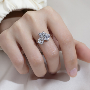 Anillo de Diamantes Cultivados en Laboratorio para Mujer, Tres Piedras, Oro de 18K, Messi Jewelry MSR-1787 - Product Image 6