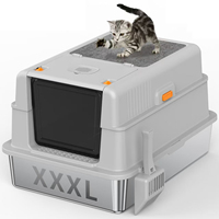 Bac à litière carré en acier inoxydable avec design ouvert facile à nettoyer, bac à litière pour chat, grande toilette pour chat