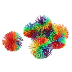 Koosh stringy ball colorful bouncy ball rainbow pom squishy balls lumo oem customized rubber silicone soft durable bouncy ball toy stress ball