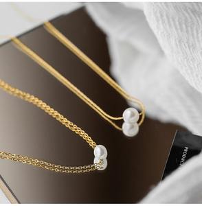 Vintage-Klassiker mit Anpassungsmöglichkeit, 18k Vergoldeter Modeschmuck, Elegante Damen-Perlenkette aus Edelstahl mit Anhänger - Product Image 5