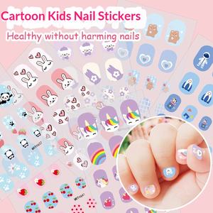 Lot de 12 autocollants ovales pour ongles d'enfants, design INS mignon de petite princesse et de lapin, autocollants de nail art DIY - Product Image 4