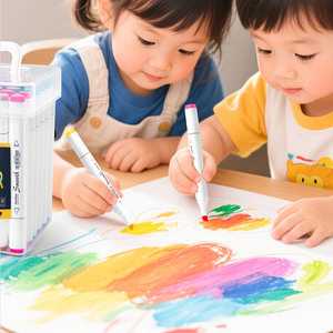 Stylos marqueurs acryliques lisses à pointe souple, séchage rapide, résistants à l'eau, étui portable pour l'art et le coloriage des enfants - Product Image 3