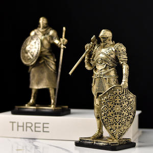 スパルタカスローマの剣闘士の剣と盾の像冷たいキャスト樹脂アンティークブロンズ戦士の彫刻 - Product Image 3