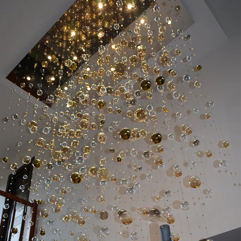 समकालीन होटल की लॉबी सजावट विला के लिए सीढ़ी आधुनिक उड़ा ग्लास बुलबुला लटकन झूमर का नेतृत्व किया