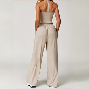 Conjunto Deportivo de 2 Piezas para Mujer, Bra y Pantalones Anchos de Cintura Alta, Traje de Fitness, Ropa Deportiva para Pilates - Product Image 1