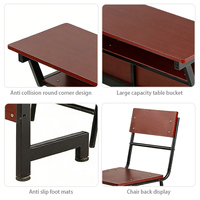 Ensemble de bureau et chaise d'étude pour enfants et étudiants, moderne, durable, double siège, en acier et MDF, pour mobilier de salle de classe du secondaire