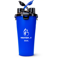 Bouteille d'eau portable 2-en-1 de 24 oz avec double compartiment, sans BPA, pour shaker de protéines et filet mélangeur, idéale pour la gym et l'extérieur