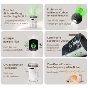 Eco-Friendly Smart Pet Air Purifier H13 HEPA Filter Cat Dog Hair Odor Remover Home Cleaner Pet-Friendly Air Purifier Low Noise - Product Image 4
