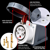 Prise de surface robuste IP67 32A 5 broches, étanche à la poussière, avec couvercle verrouillable pour machines industrielles