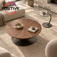 Ensemble de tables basses rondes, design moderne du milieu du siècle, plateau en verre, acier inoxydable, meubles de salon, OEM ODM, vente en gros
