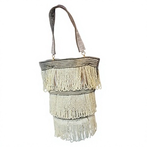 Wholesale Handmade Pearl Fringe Cotton <b>Clutch</b> Luxury Beaded Chain Strap Women's Party <b>Wedding</b> Beach OEM ODM - Product Image 1