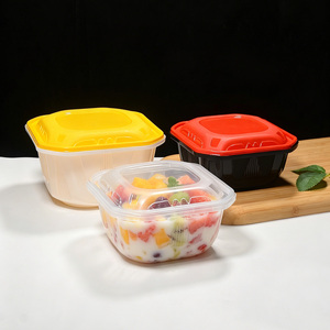 Lonchera Desechable Cuadrada de PP con Cierre Automático, Apta para Alimentos, con Bandeja y Tapa Fácil de Abrir, Ideal para Empacar <span class=keywords><strong>Pasta</strong></span>, Pastel, Frutas y Ensaladas - Product Image 1
