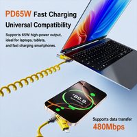 Câble de charge rapide 4-en-1 à ressort 60W, multi-charge rapide et transfert de données, cordon de charge rétractable pour tous les téléphones - Offre Spéciale