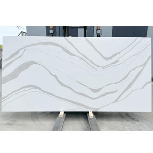HIC Fabricación directa Encimeras modernas de cuarzo Calacatta Piedra artificial de alta calidad Losa grande Pared de cocina y mesa baja - Product Image 1