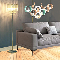 Lampadaire en cristal K9 3 lumières avec interrupteur au pied-Lampadaire moderne chromé pour salon, chambre à coucher, bureau