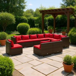 Conjunto de Muebles de Jardín de Ratán Marrón con Estructura de Acero con Recubrimiento en Polvo, Diseño Contemporáneo, Capacidad para Más de 10 Personas - Product Image 2