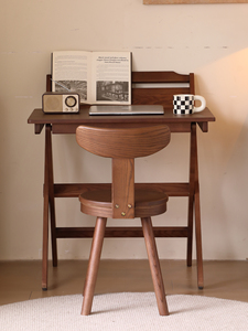 Escritorio Plegable de Madera Maciza de Fresno Blanco Estilo Vintage para Apartamentos Pequeños, Oficina en Casa, Escritura - Product Image 1