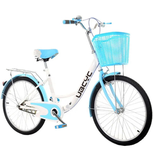 Vélo de ville classique rétro en aluminium vert pour <span class=keywords><strong>femme</strong></span>, 22, 24, 26 pouces, à vitesse unique, avec panier, pour le sport et la vie quotidienne, pas cher - Product Image 2