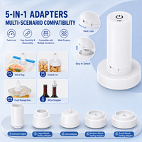 Adaptateur 5 en 1 USB rechargeable, pompe à vide portable électrique pour le stockage des aliments, scelleuse sous vide manuelle